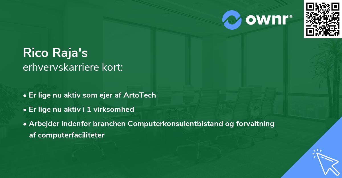 Rico Raja's erhvervskarriere kort