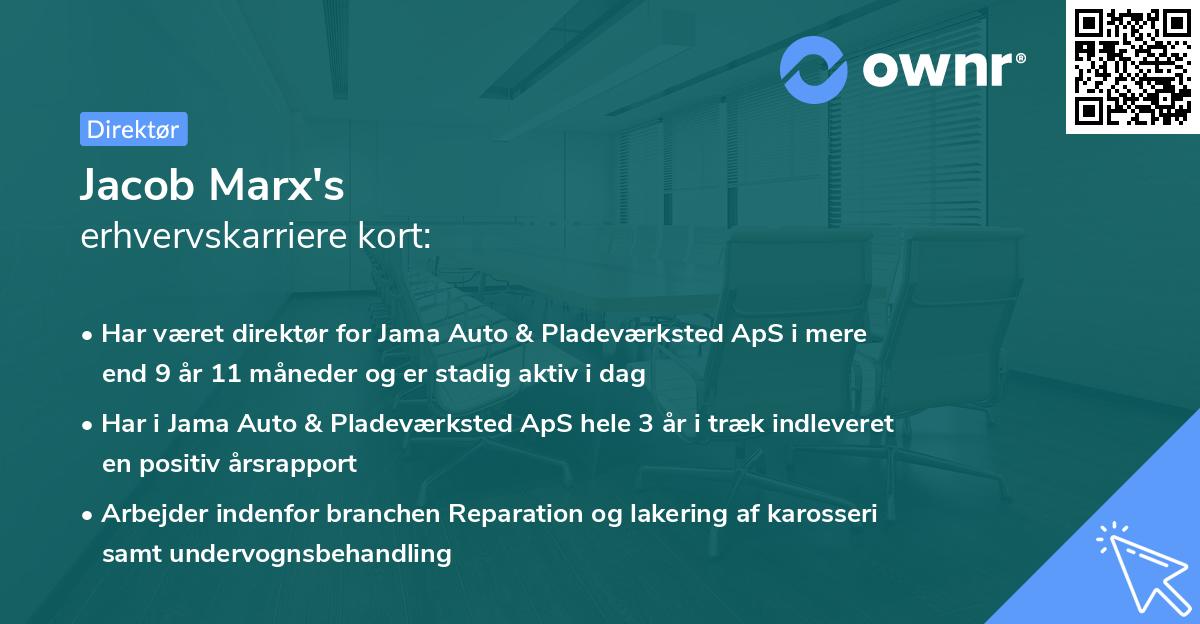 Jacob Marx's erhvervskarriere kort