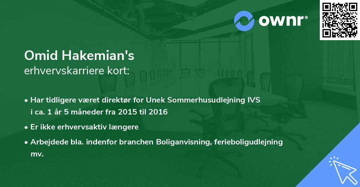 Omid Hakemian's erhvervskarriere kort