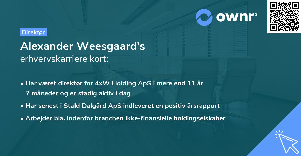 Alexander Weesgaard's erhvervskarriere kort