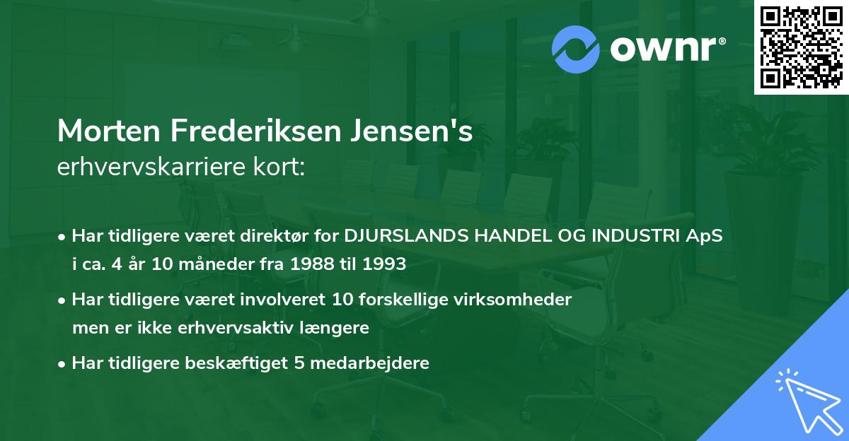 Morten Frederiksen Jensen's erhvervskarriere kort