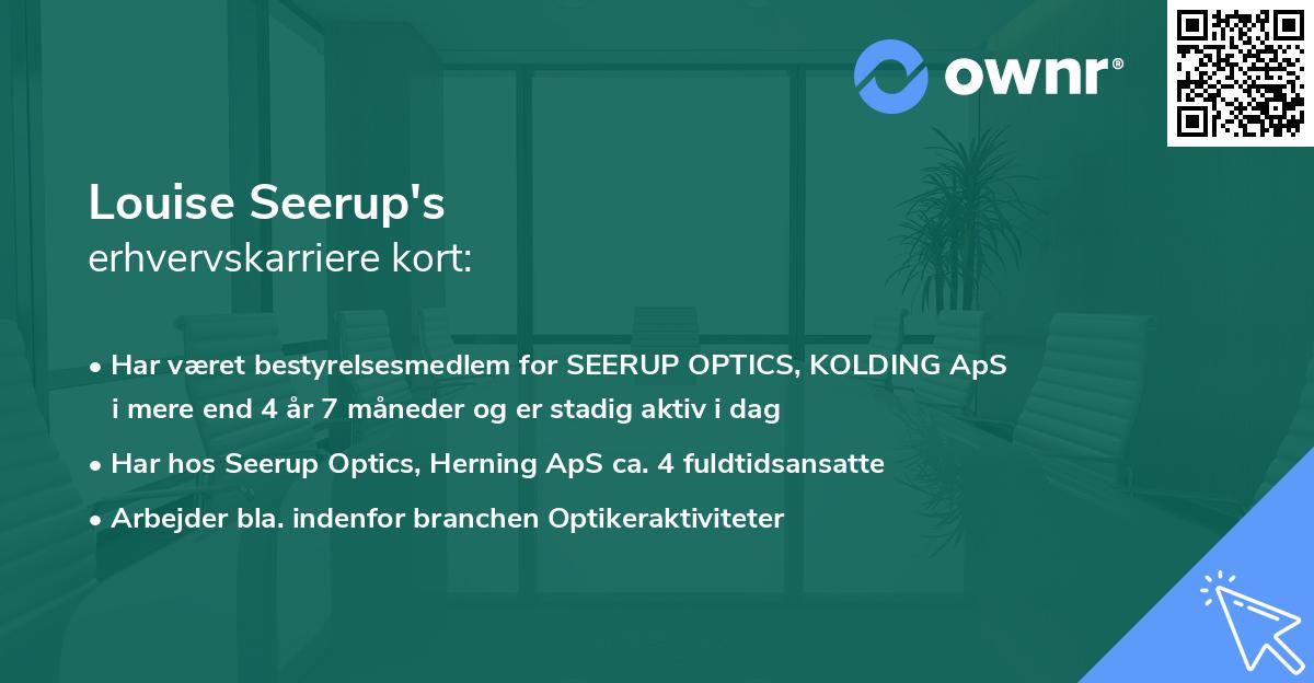 Louise Seerup's erhvervskarriere kort