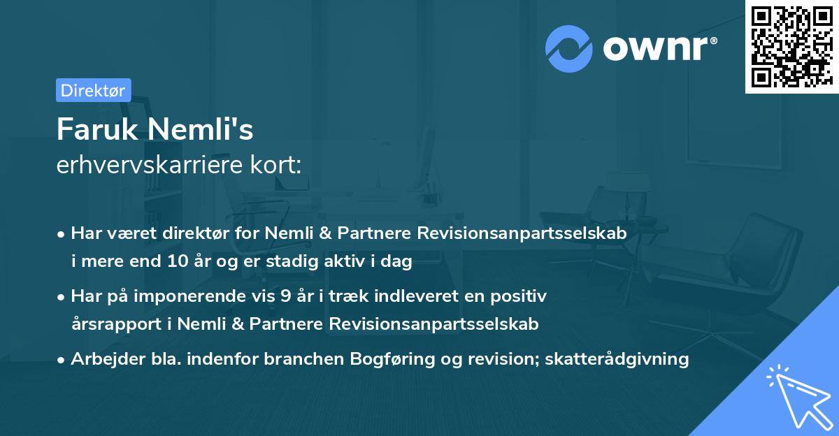 Faruk Nemli's erhvervskarriere kort