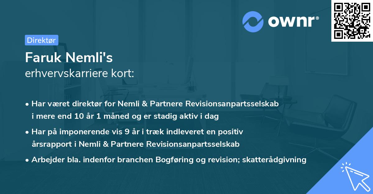 Faruk Nemli's erhvervskarriere kort