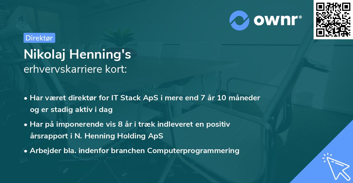 Nikolaj Henning's erhvervskarriere kort