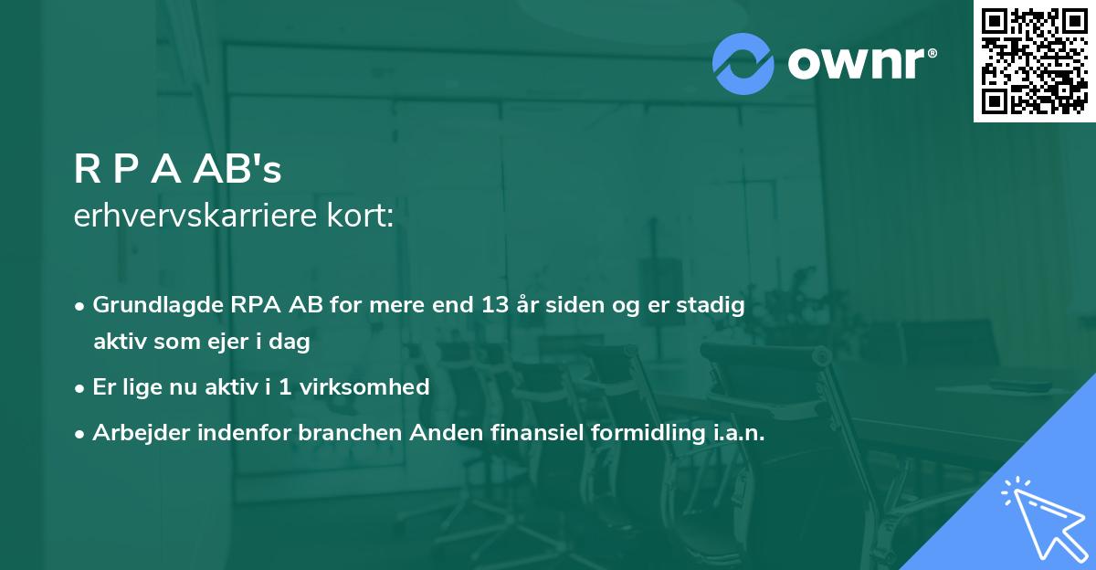 R P A AB's erhvervskarriere kort