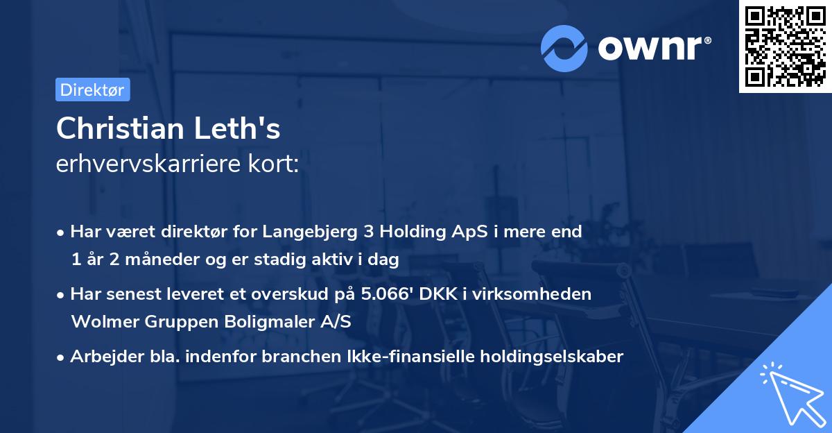 Christian Leth's erhvervskarriere kort