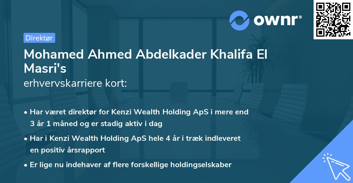 Mohamed Ahmed Abdelkader Khalifa El Masri's erhvervskarriere kort