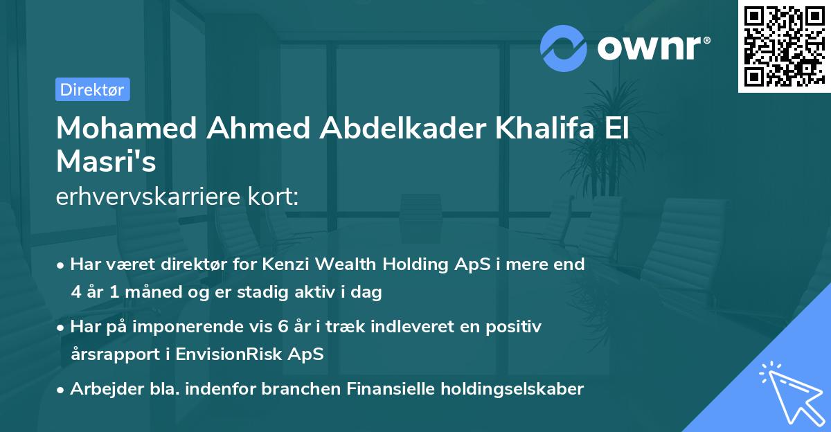 Mohamed Ahmed Abdelkader Khalifa El Masri's erhvervskarriere kort