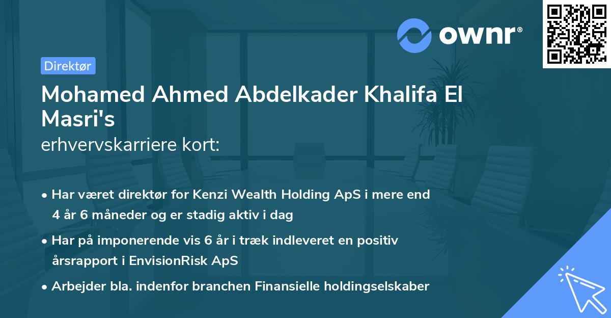 Mohamed Ahmed Abdelkader Khalifa El Masri's erhvervskarriere kort