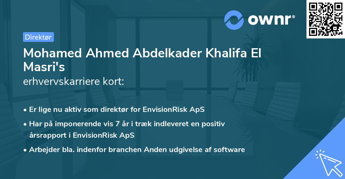 Mohamed Ahmed Abdelkader Khalifa El Masri's erhvervskarriere kort