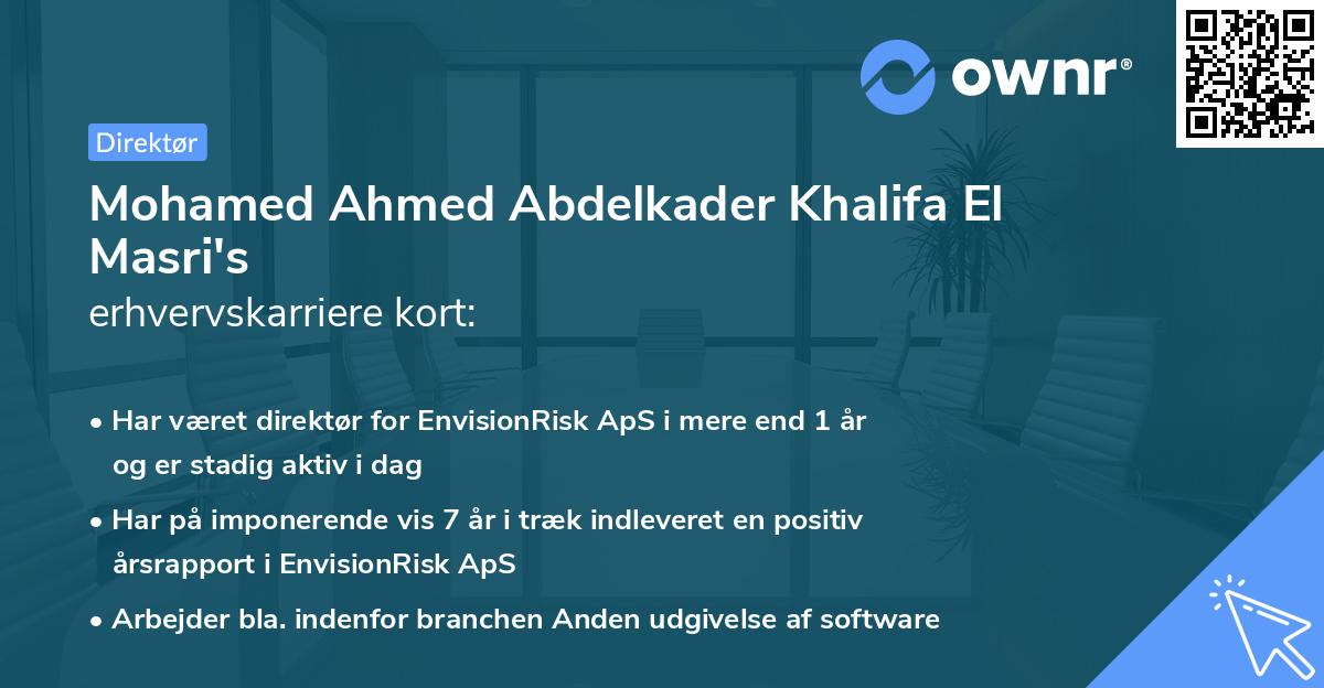 Mohamed Ahmed Abdelkader Khalifa El Masri's erhvervskarriere kort
