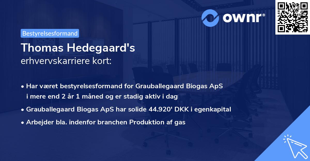 Thomas Hedegaard's erhvervskarriere kort