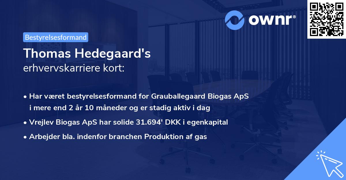 Thomas Hedegaard's erhvervskarriere kort