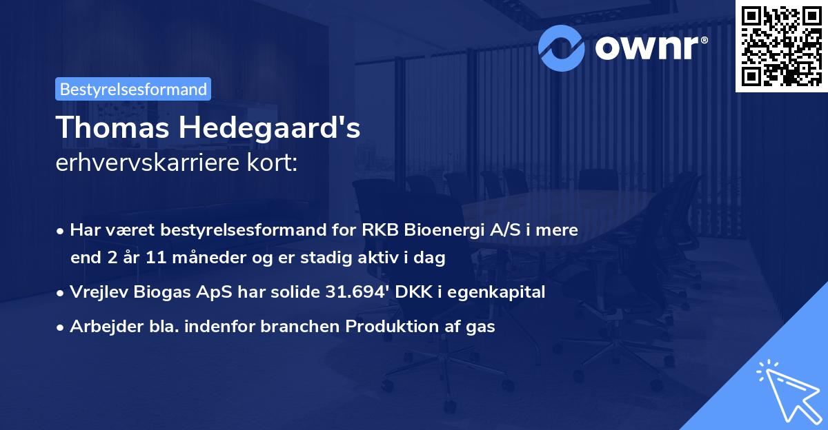 Thomas Hedegaard's erhvervskarriere kort