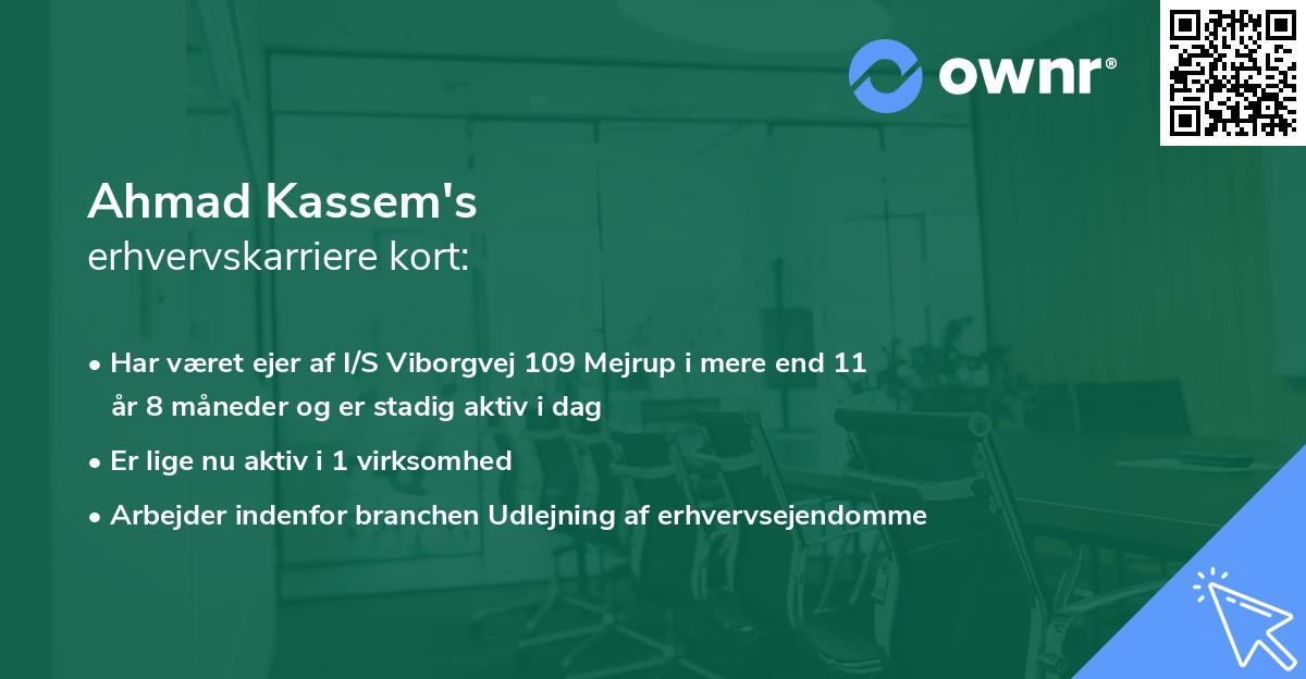 Ahmad Kassem's erhvervskarriere kort