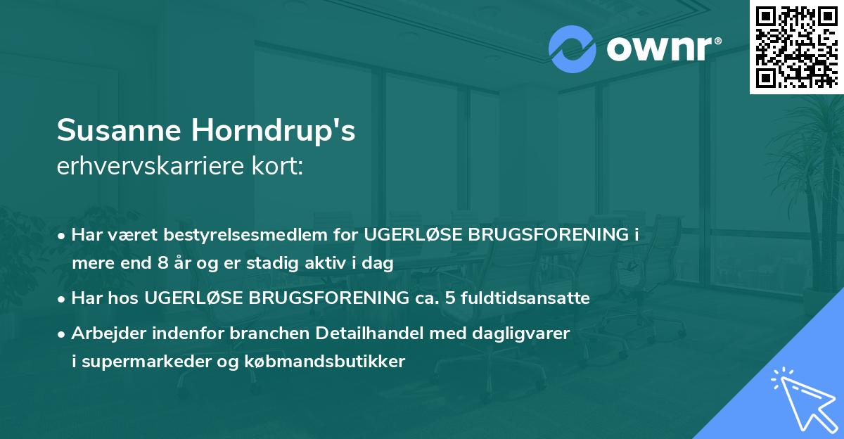 Susanne Horndrup's erhvervskarriere kort