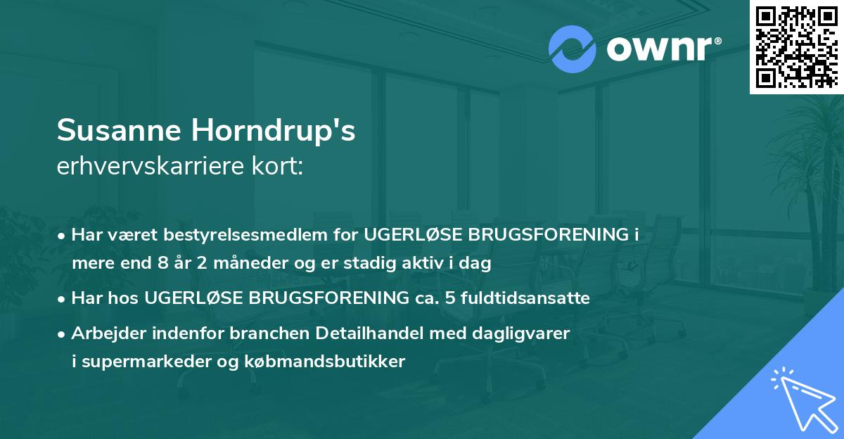Susanne Horndrup's erhvervskarriere kort