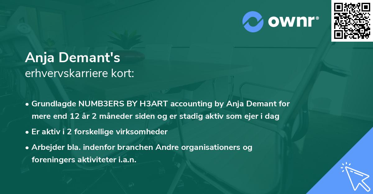 Anja Demant's erhvervskarriere kort