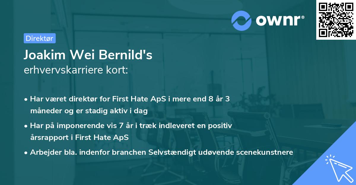 Joakim Wei Bernild's erhvervskarriere kort