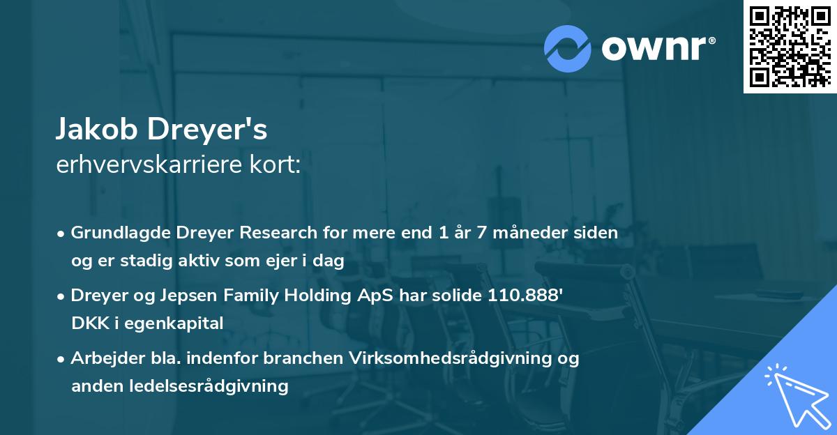 Jakob Dreyer's erhvervskarriere kort