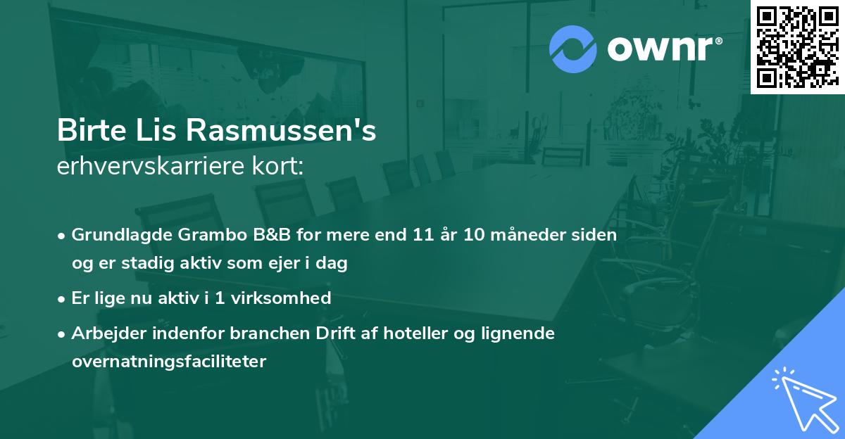 Birte Lis Rasmussen's erhvervskarriere kort