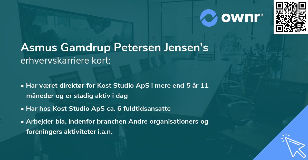 Asmus Gamdrup Petersen Jensen's erhvervskarriere kort