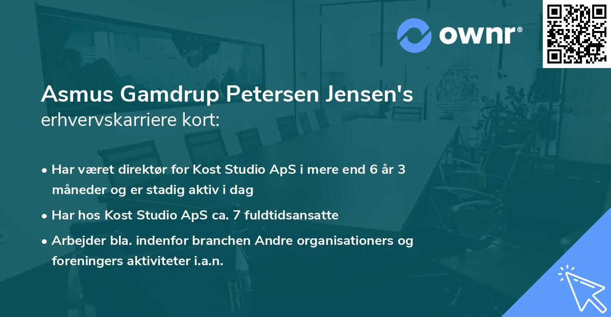 Asmus Gamdrup Petersen Jensen's erhvervskarriere kort