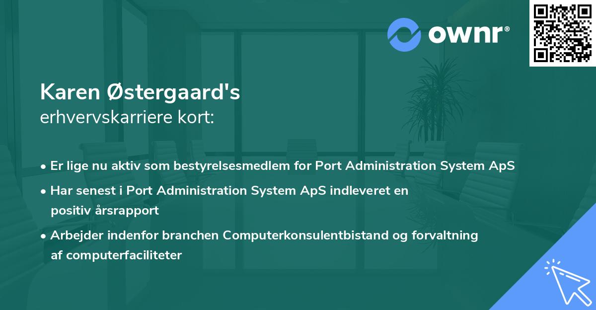 Karen Østergaard's erhvervskarriere kort