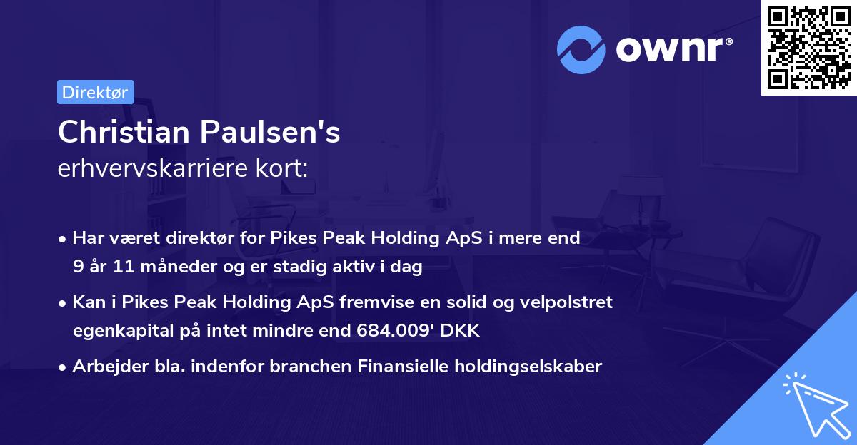Christian Paulsen's erhvervskarriere kort