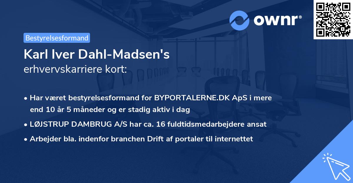 Karl Iver Dahl-Madsen's erhvervskarriere kort