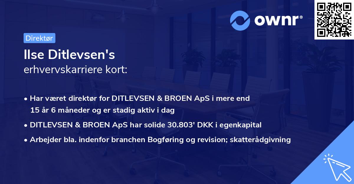 Ilse Ditlevsen's erhvervskarriere kort