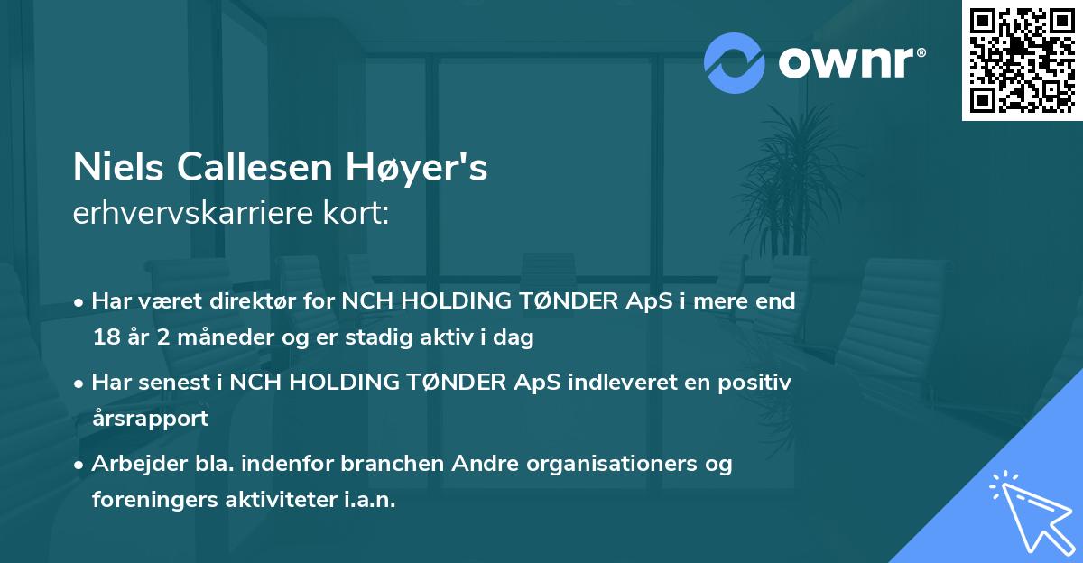 Niels Callesen Høyer's erhvervskarriere kort
