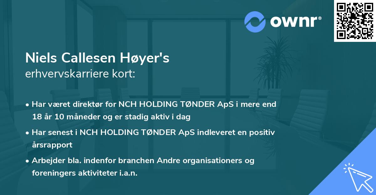 Niels Callesen Høyer's erhvervskarriere kort