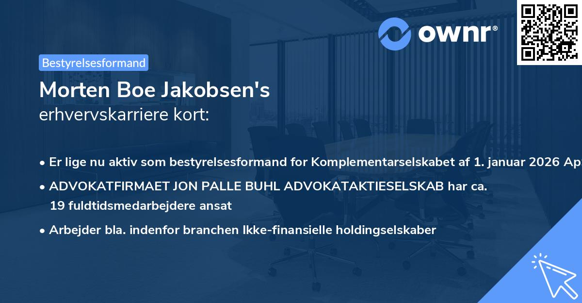 Morten Boe Jakobsen's erhvervskarriere kort