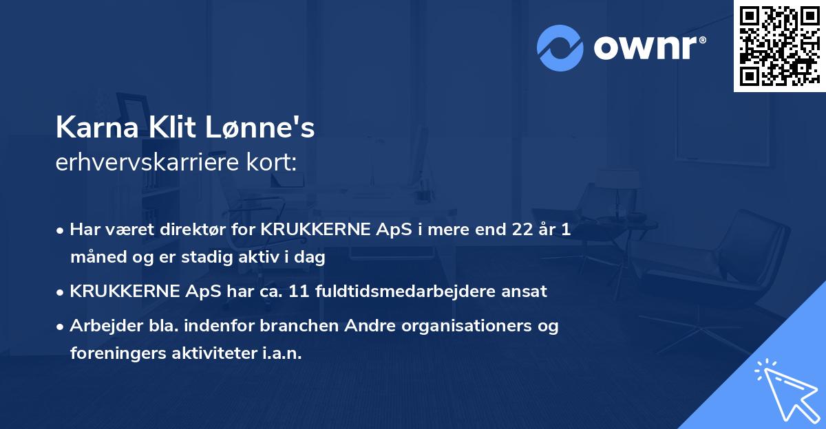 Karna Klit Lønne's erhvervskarriere kort