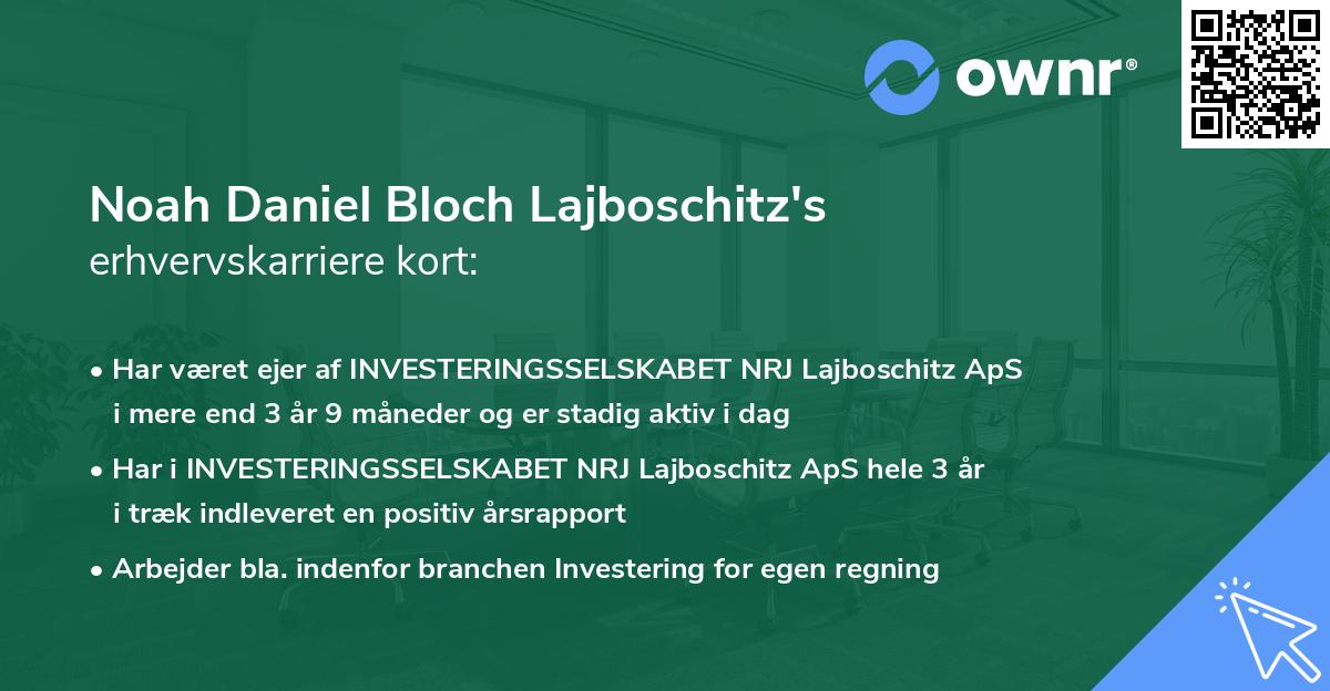 Noah Daniel Bloch Lajboschitz's erhvervskarriere kort