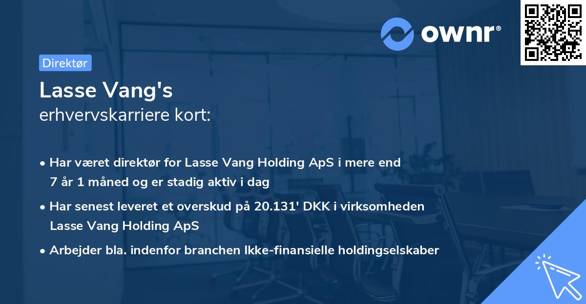 Lasse Vang's erhvervskarriere kort