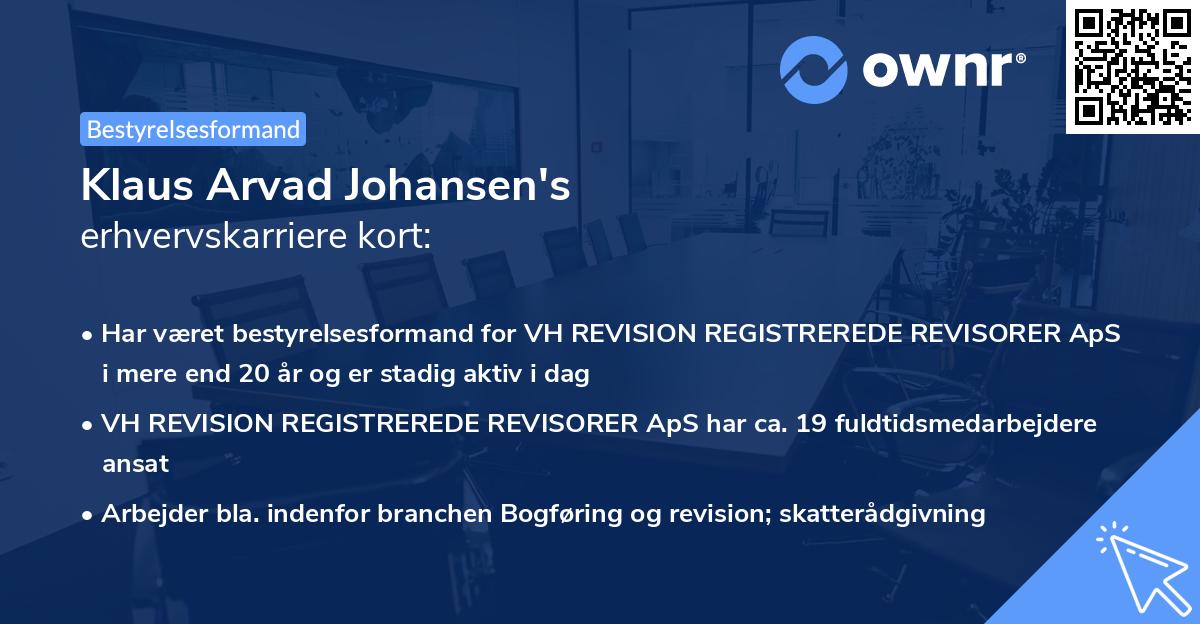 Klaus Arvad Johansen's erhvervskarriere kort