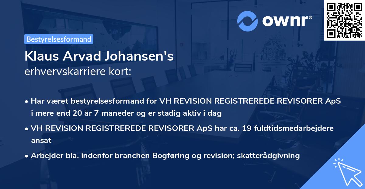 Klaus Arvad Johansen's erhvervskarriere kort