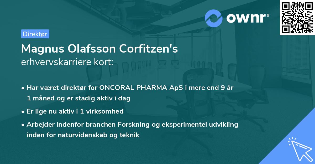 Magnus Olafsson Corfitzen's erhvervskarriere kort