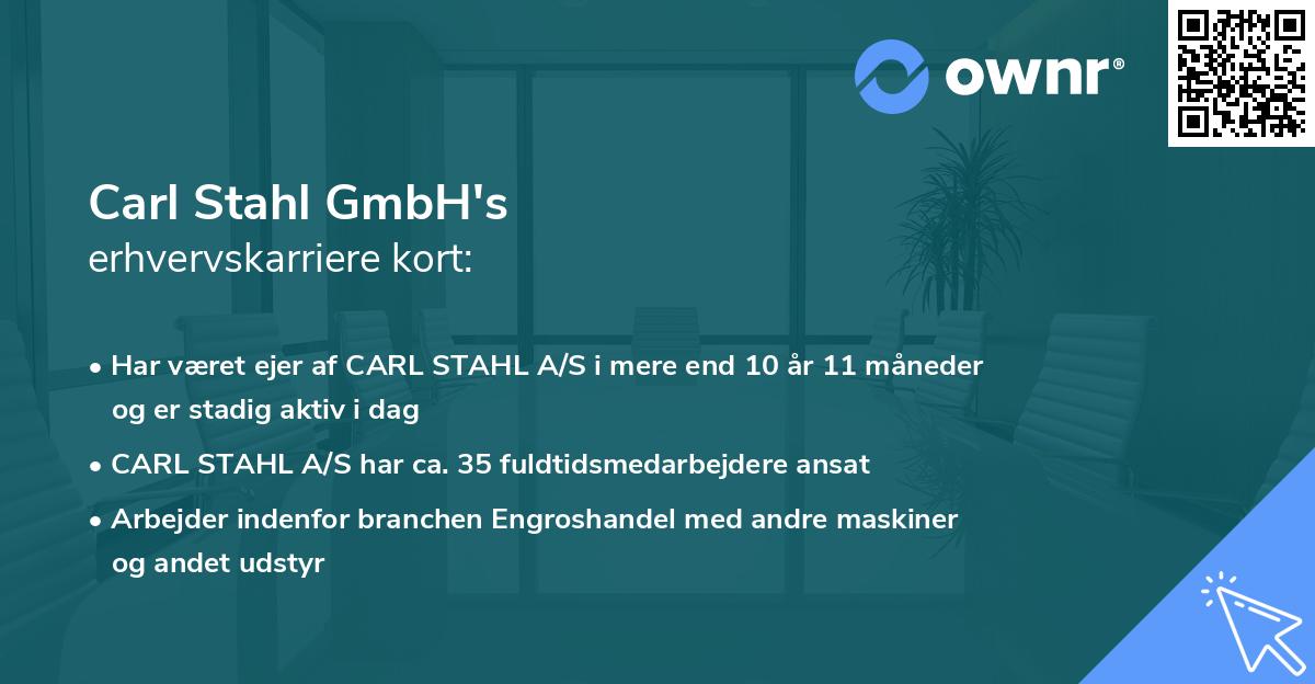Carl Stahl GmbH's erhvervskarriere kort