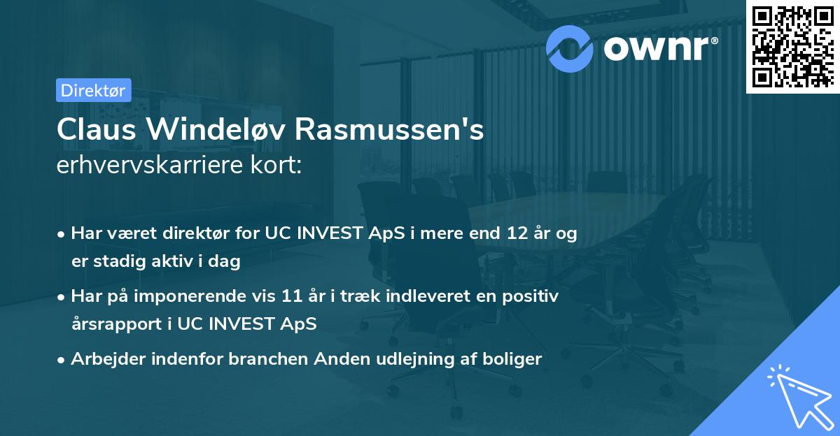 Claus Windeløv Rasmussen's erhvervskarriere kort