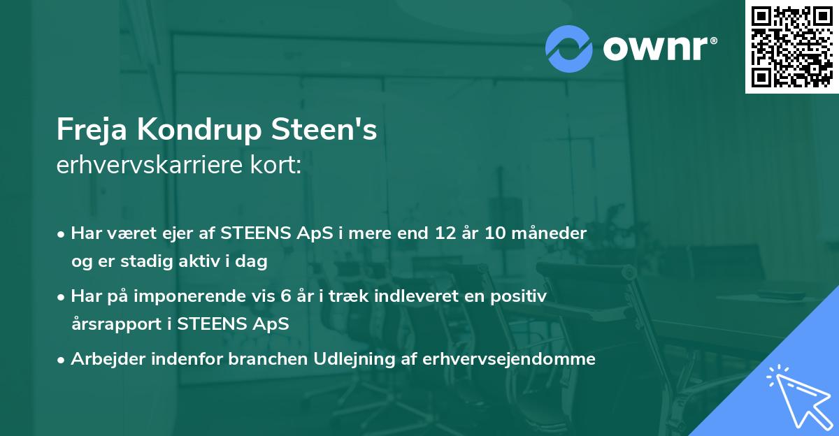 Freja Kondrup Steen's erhvervskarriere kort