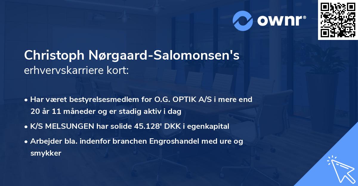 Christoph Nørgaard-Salomonsen's erhvervskarriere kort