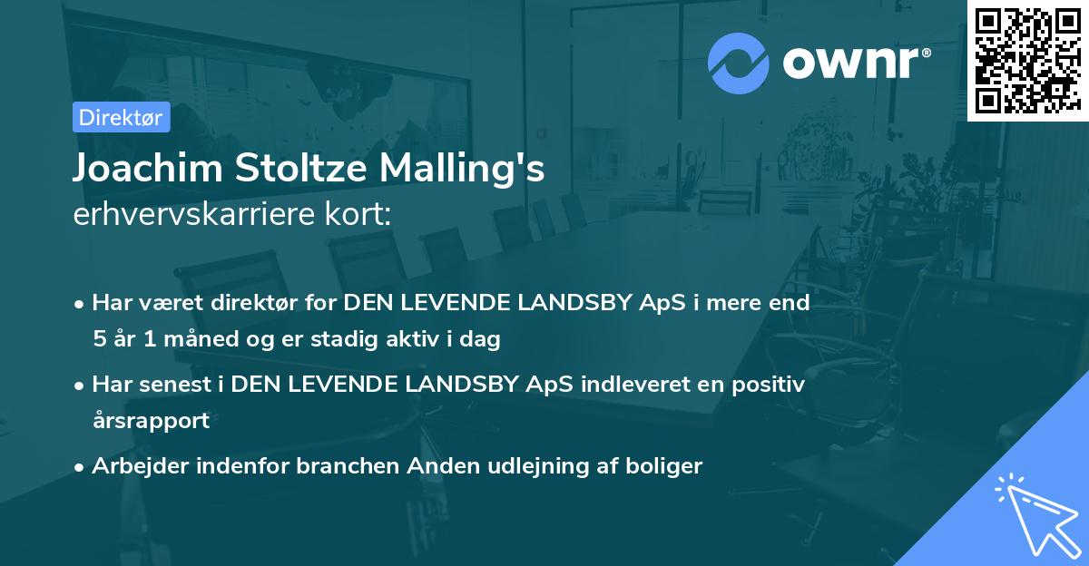 Joachim Stoltze Malling's erhvervskarriere kort