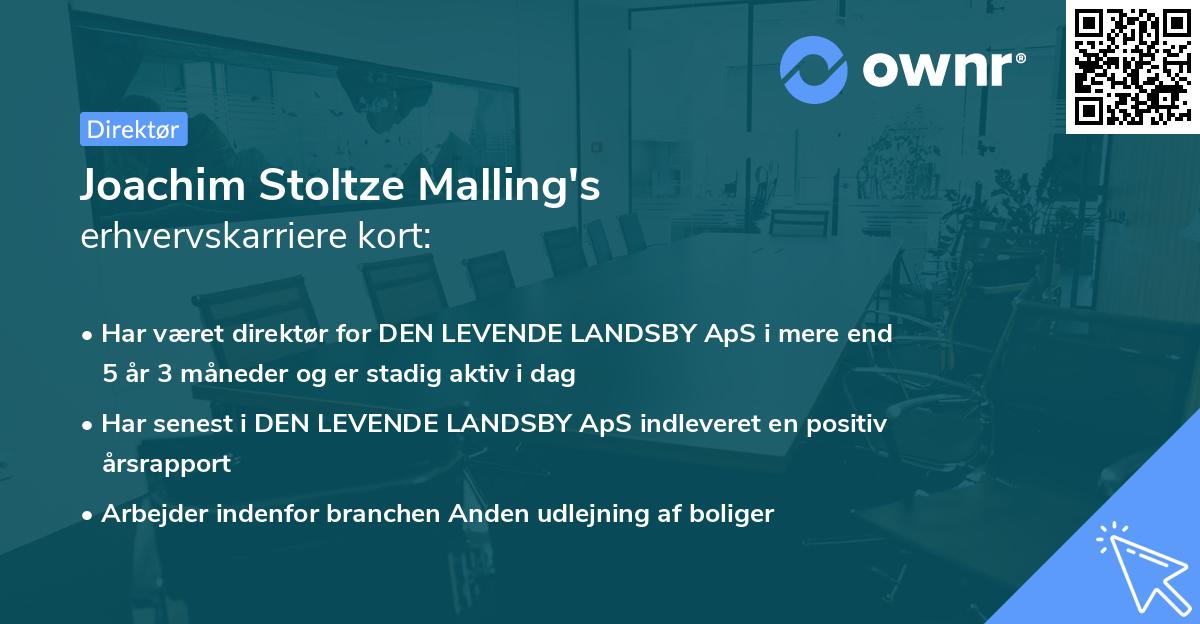 Joachim Stoltze Malling's erhvervskarriere kort