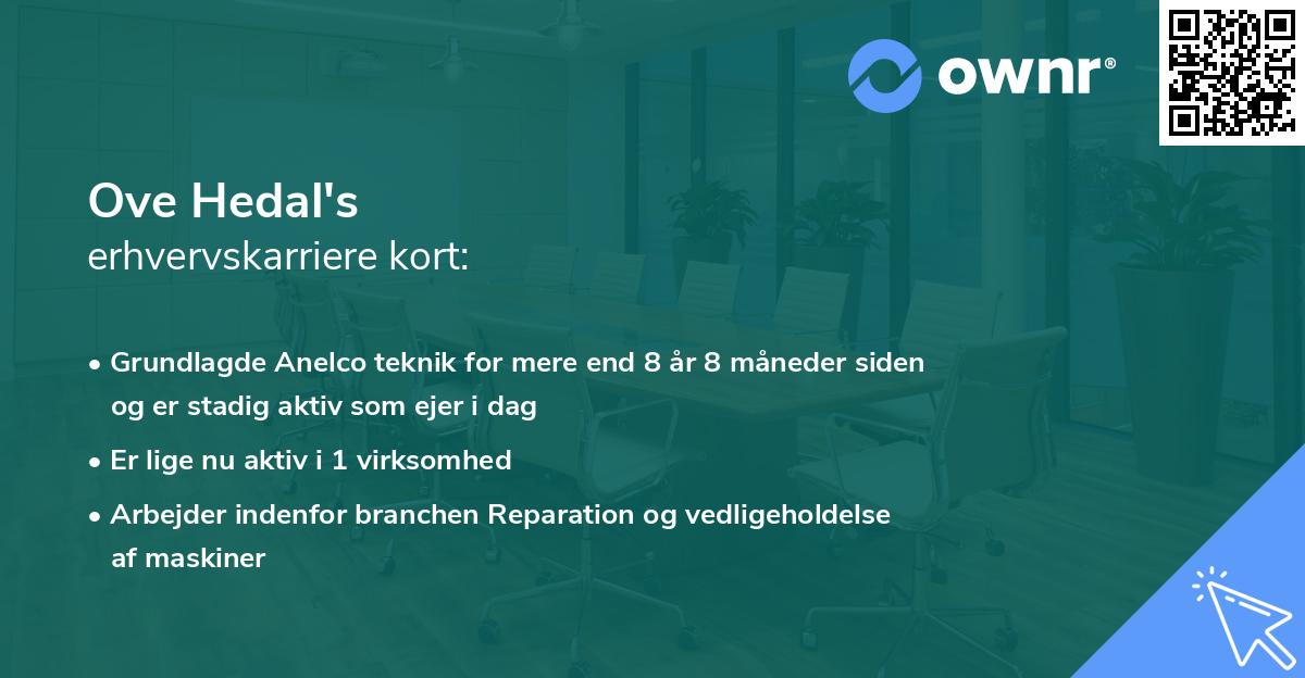 Ove Hedal's erhvervskarriere kort