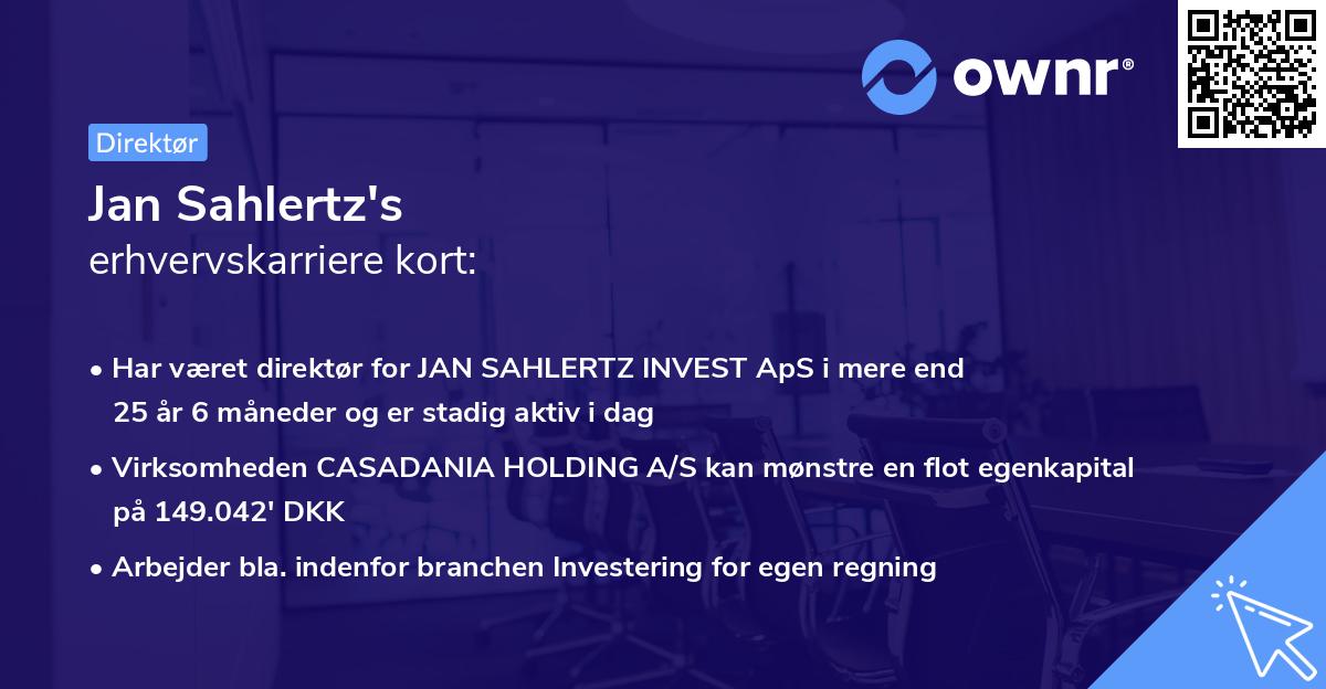 Jan Sahlertz's erhvervskarriere kort