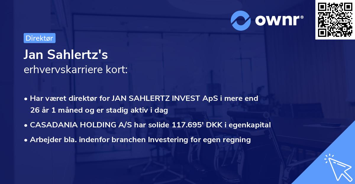 Jan Sahlertz's erhvervskarriere kort